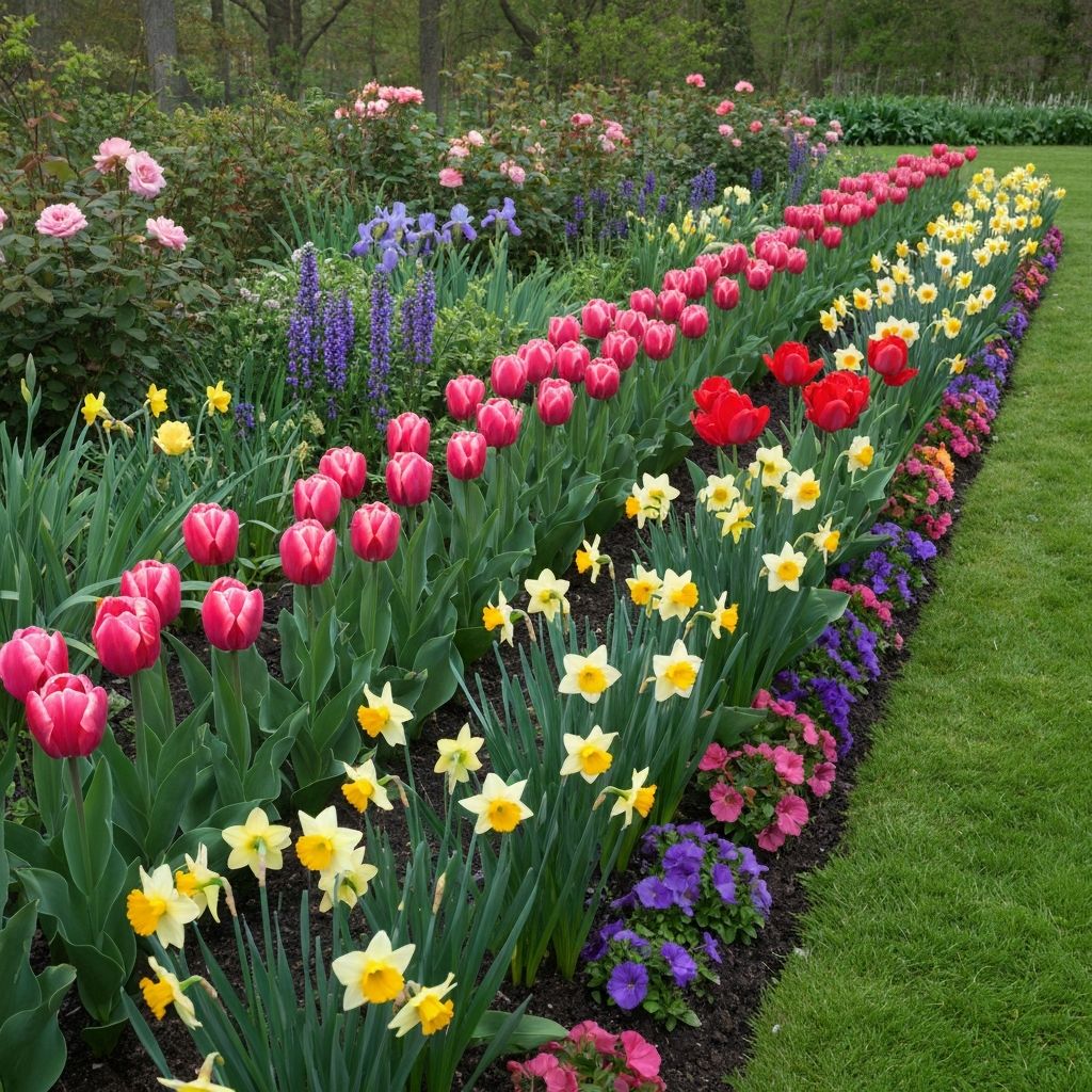 Blühende Blumenbeete